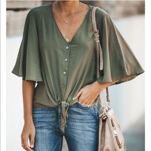 Angel Kisses Button Down Tie Top